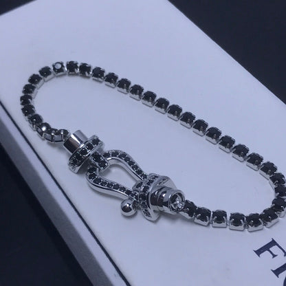 [Super CiCi ]FORCE  LARGE HORSESHOE FULL DIAMOND TENNIS BRACELET