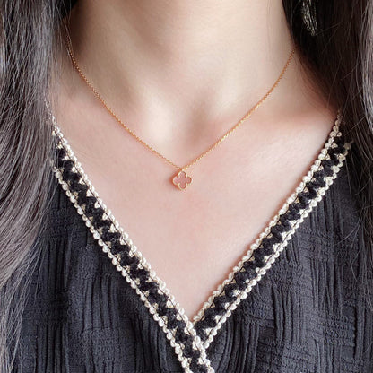 [Super CiCi ]CLOVER 15MM PINK MOTHER-OF-PEARL SINGLE FLOWER NECKLACE
