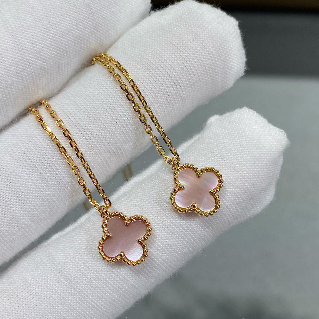 [Super CiCi ]CLOVER 15MM PINK MOTHER-OF-PEARL SINGLE FLOWER NECKLACE