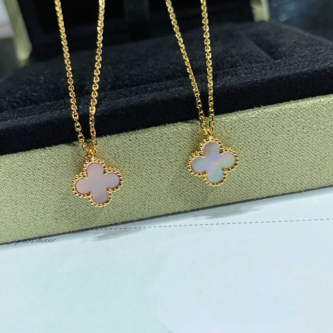 [Super CiCi ]CLOVER 15MM PINK MOTHER-OF-PEARL SINGLE FLOWER NECKLACE