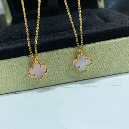 [Super CiCi ]CLOVER 15MM PINK MOTHER-OF-PEARL SINGLE FLOWER NECKLACE