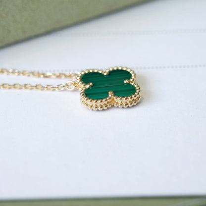 [Super CiCi ]CLOVER 15MM MALACHITE SINGLE FLOWER  NECKLACE