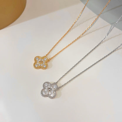 [Super CiCi ]CLOVER 15MM DIAMOND SINGLE FLOWER NECKLACE