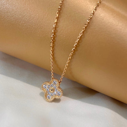 [Super CiCi ]CLOVER 15MM DIAMOND SINGLE FLOWER NECKLACE