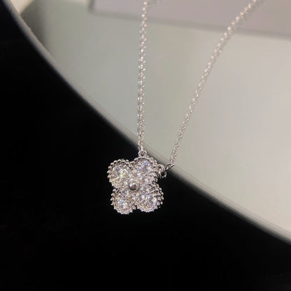 [Super CiCi ]CLOVER 15MM DIAMOND SINGLE FLOWER NECKLACE
