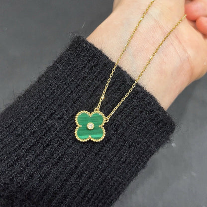 [Super CiCi ]CLOVER 15MM DIAMOND TURQUOISE NECKLACE