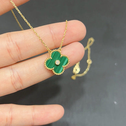 [Super CiCi ]CLOVER 15MM DIAMOND TURQUOISE NECKLACE