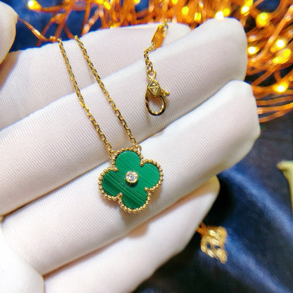 [Super CiCi ]CLOVER 15MM DIAMOND TURQUOISE NECKLACE