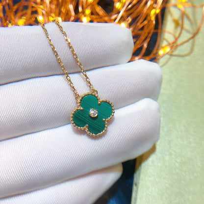 [Super CiCi ]CLOVER 15MM DIAMOND TURQUOISE NECKLACE