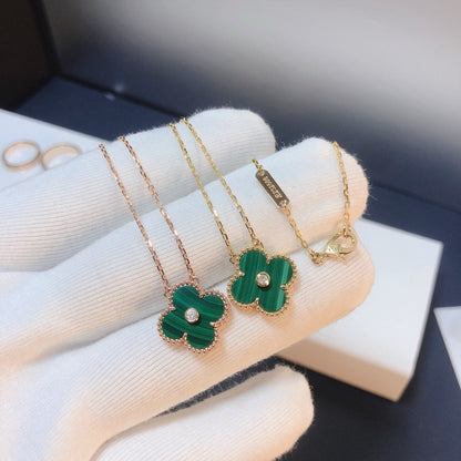 [Super CiCi ]CLOVER 15MM DIAMOND TURQUOISE NECKLACE
