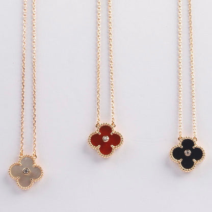 [Super CiCi ]CLOVER 15MM DIAMOND CARNELIAN NECKLACE