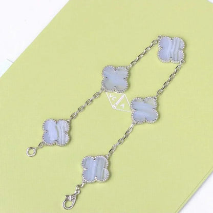 [Super CiCi ] CLOVER 5 MOTIF PURPLE CHALCEDONY BRACELET COLLECTION