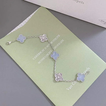 [Super CiCi ] CLOVER 5 MOTIF PURPLE CHALCEDONY BRACELET COLLECTION