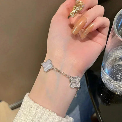 [Super CiCi ] CLOVER 5 MOTIF PURPLE CHALCEDONY BRACELET COLLECTION