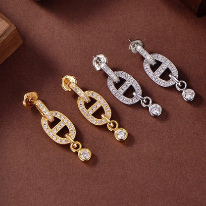 [Super CiCi ]HM CHAINE DIAMOND EARRINGS