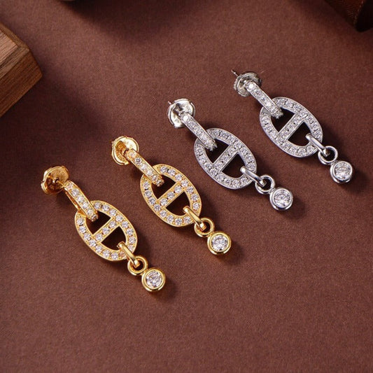 [Super CiCi ]HM CHAINE DIAMOND EARRINGS