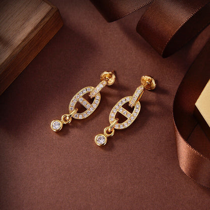 [Super CiCi ]HM CHAINE DIAMOND EARRINGS