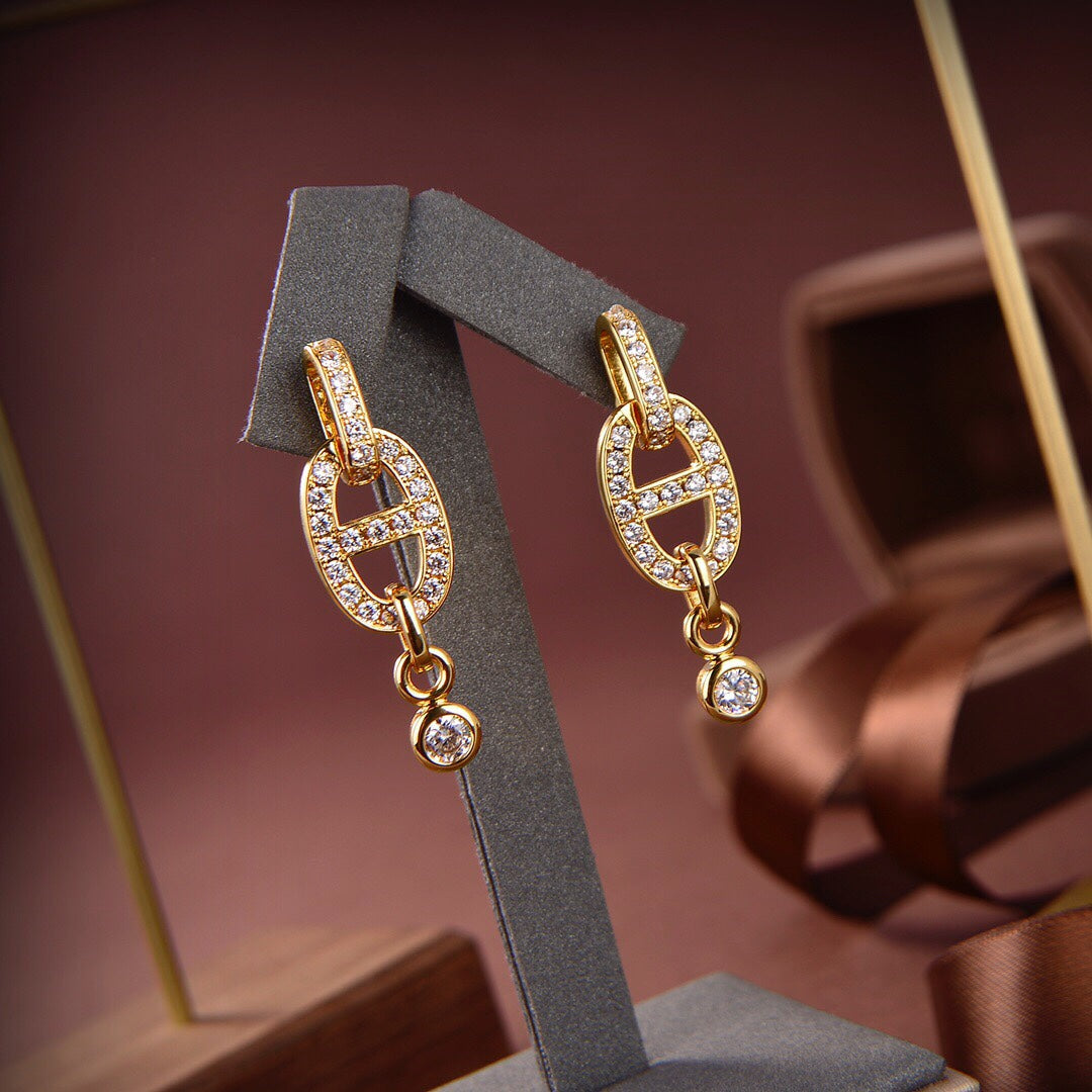 [Super CiCi ]HM CHAINE DIAMOND EARRINGS