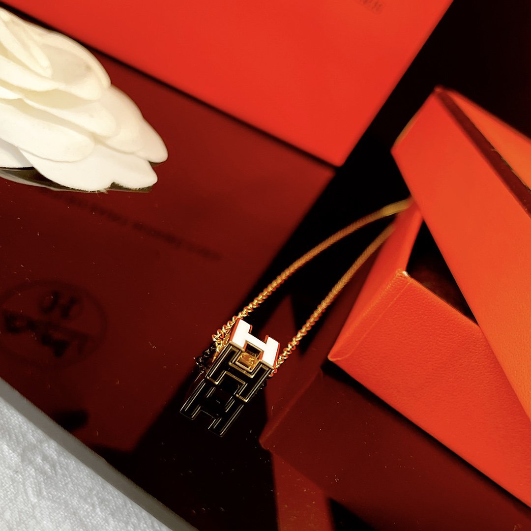 [Super CiCi ]H WHITE SQUARE GOLD NECKLACE