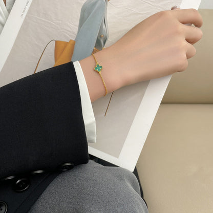 [Super CiCi ]CLOVER BRACELET MALACHITE 1 MOTIF