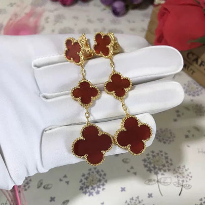 [Super CiCi ]CLOVER 3 MOTIF CARNELIAN DROP EARRINGS