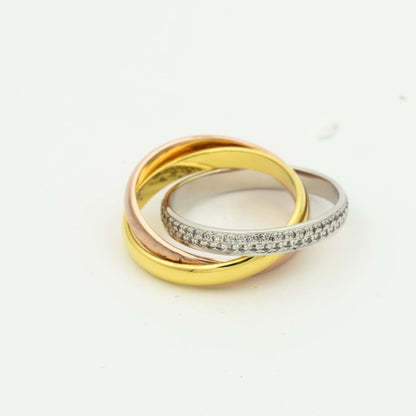 [Super CiCi ]TRINITY RING GOLD PINK GOLD SILVER DIAMONDS