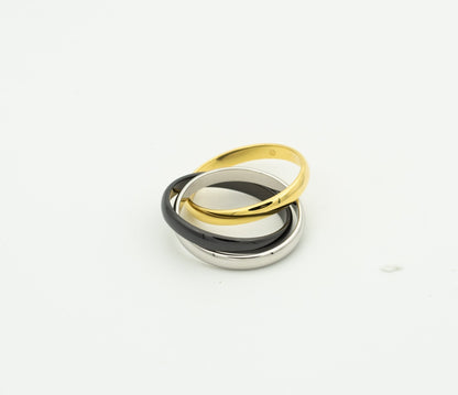 [Super CiCi ]TRINITY RING BLACK GOLD SILVER