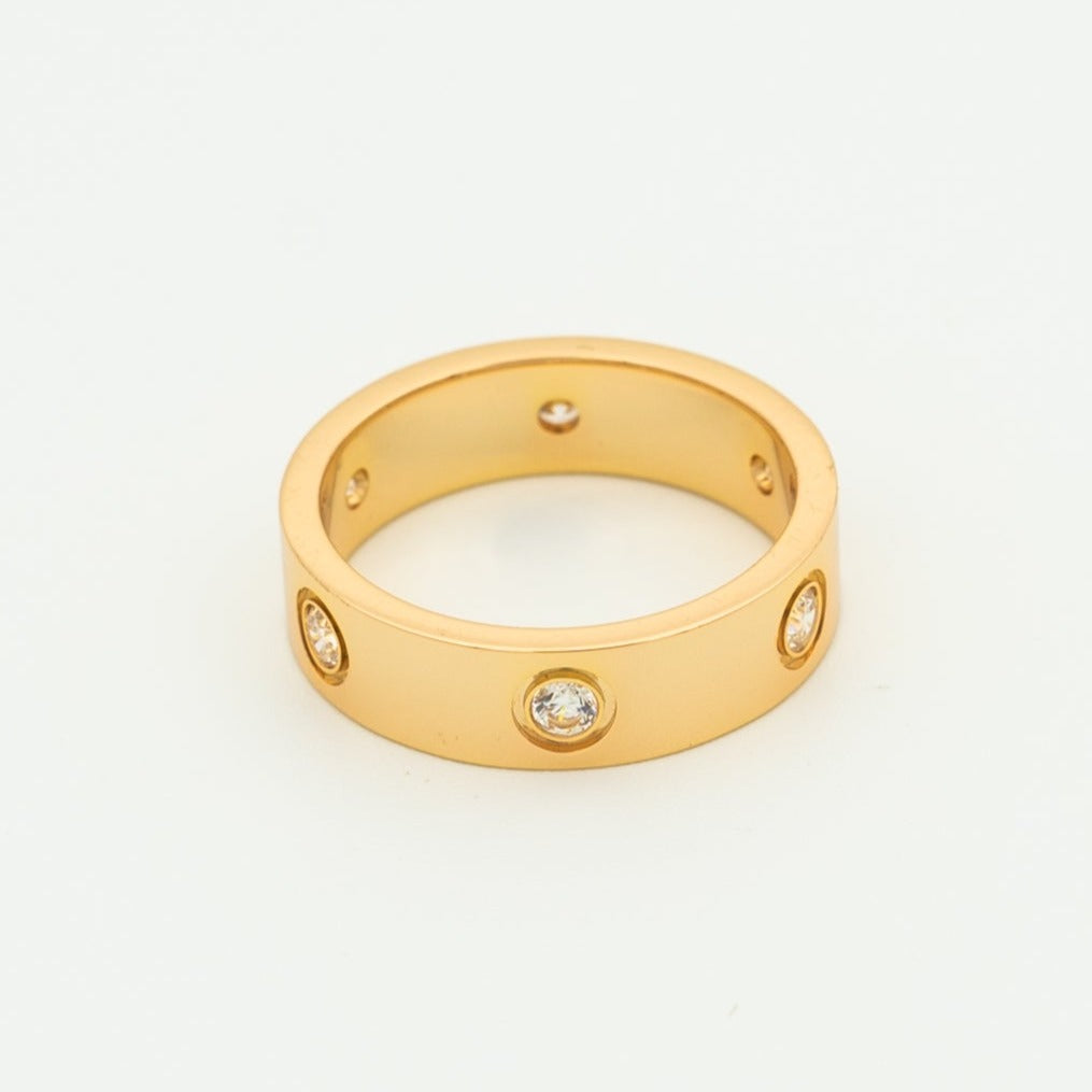 [Super CiCi ]LOVE RING 5.5MM 6 DIAMONDS PINK GOLD