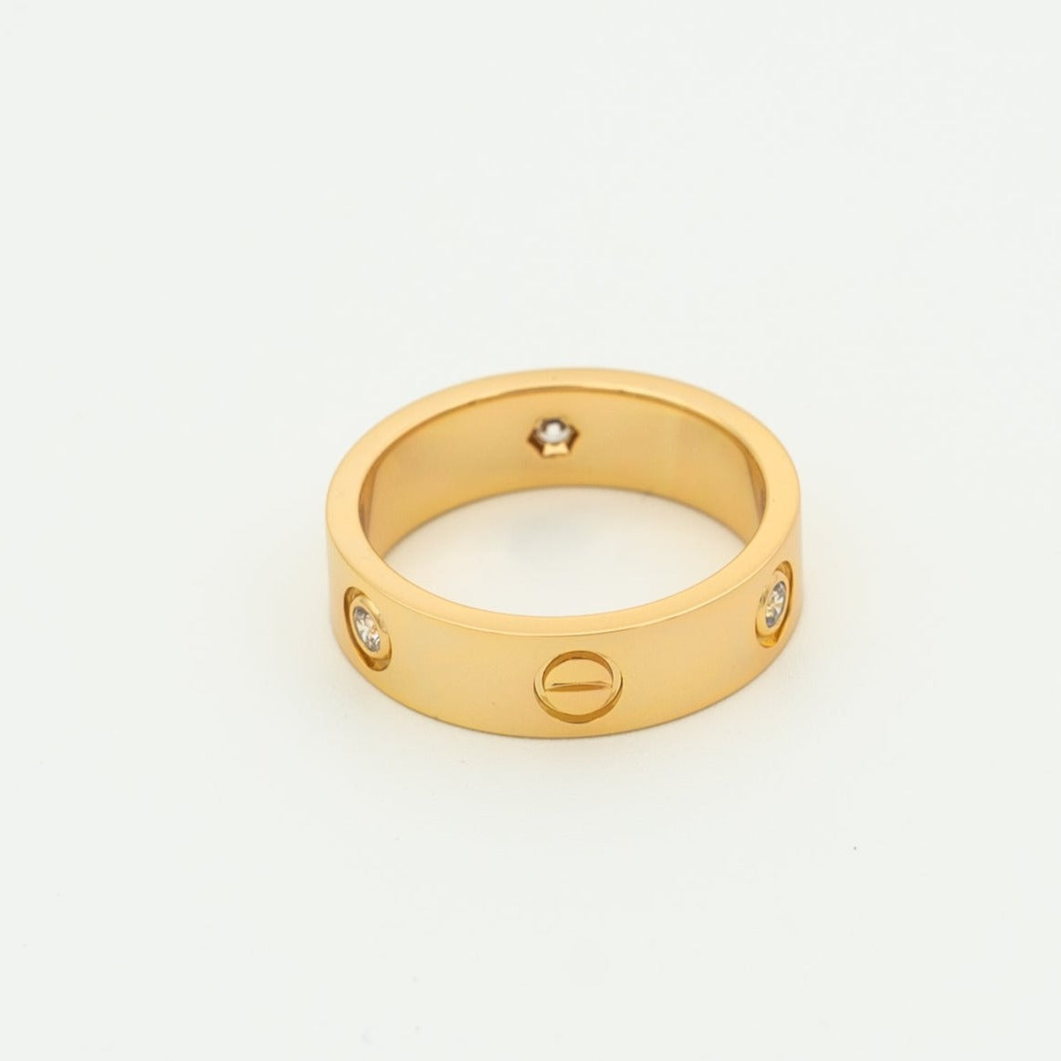 [Super CiCi ]LOVE RING 5.5MM 3 DIAMONDS PINK GOLD