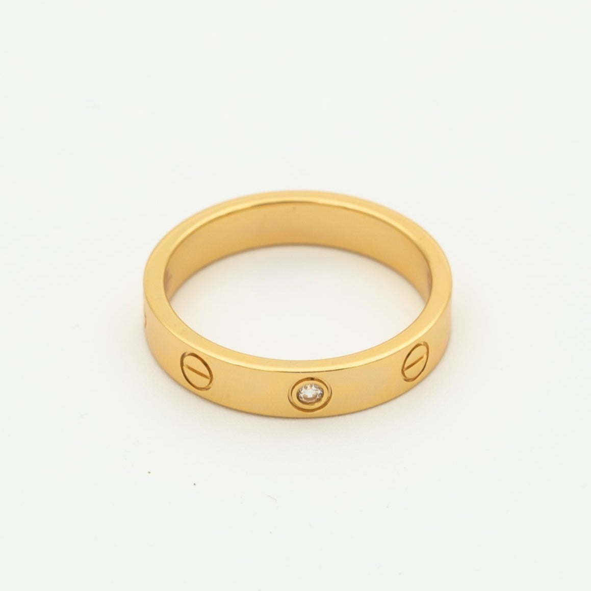 [Super CiCi ]LOVE RING 4MM 1 DIAMOND PINK GOLD