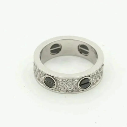 [Super CiCi ]LOVE RING 5.5MM DIAMONDS PAVED CERAMIC