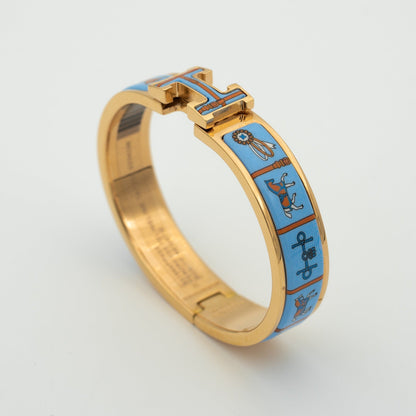 [Super CiCi ]H PINK GOLD BRACELET BLUE CERAMIC