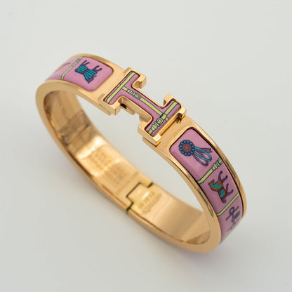 [Super CiCi ]H PINK GOLD BRACELET PINK CERAMIC