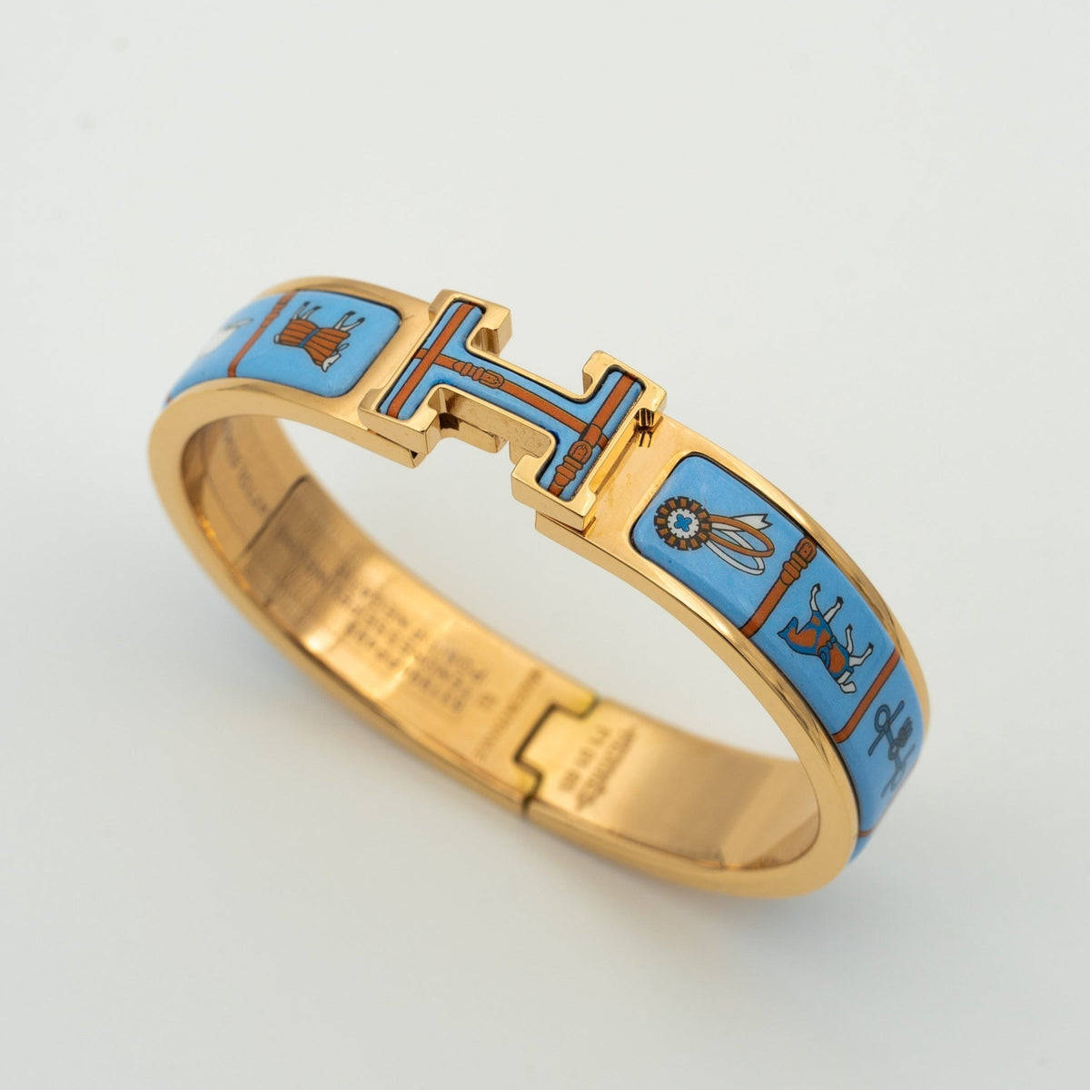 [Super CiCi ]H PINK GOLD BRACELET BLUE CERAMIC
