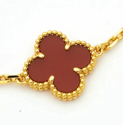 [Super CiCi ] CLOVER 5 MOTIF RED CORNELIAN BRACELET COLLECTION