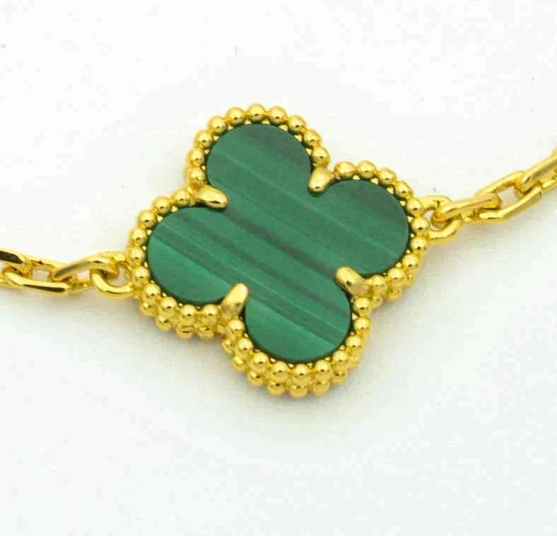 [Super CiCi ] CLOVER 5 MOTIF MALACHITE BRACELET COLLECTION