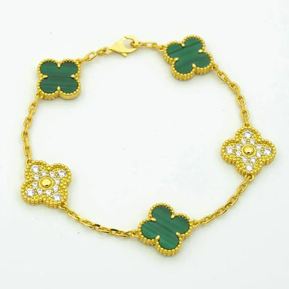 [Super CiCi ] CLOVER 5 MOTIF MALACHITE BRACELET COLLECTION