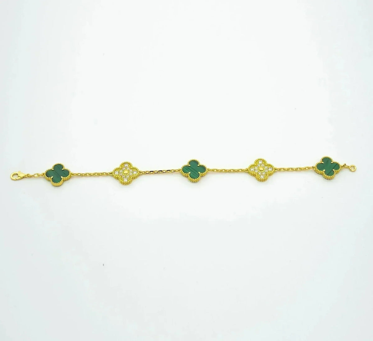 [Super CiCi ] CLOVER 5 MOTIF MALACHITE BRACELET COLLECTION