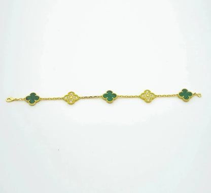 [Super CiCi ] CLOVER 5 MOTIF MALACHITE BRACELET COLLECTION