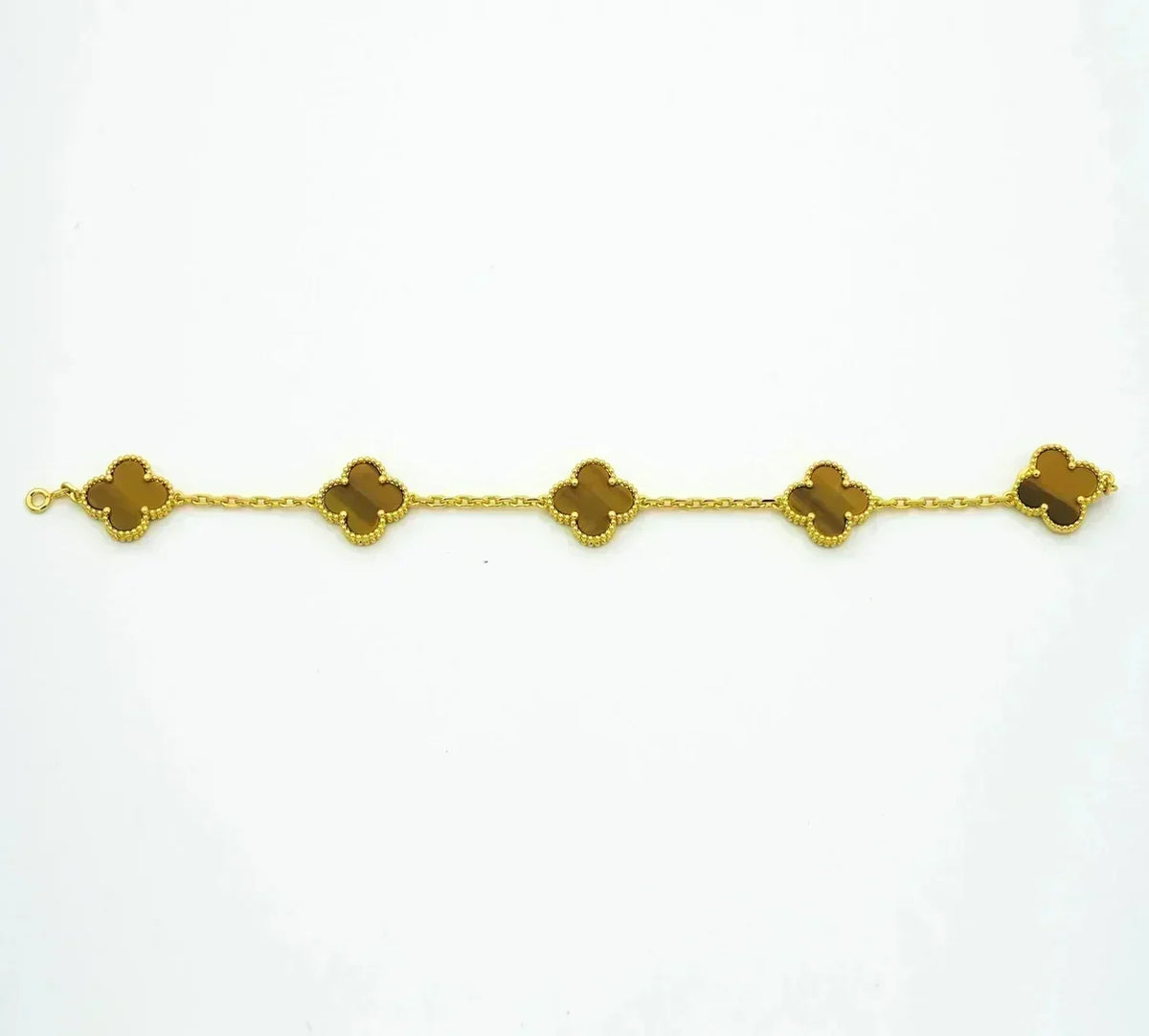 [Super CiCi ] CLOVER 5 MOTIFS TIGER EYE BRACELET COLLECTION