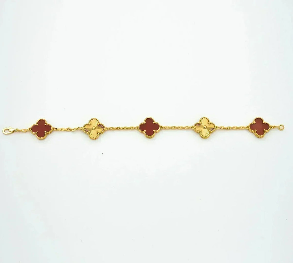 [Super CiCi ] CLOVER 5 MOTIF RED CORNELIAN BRACELET COLLECTION