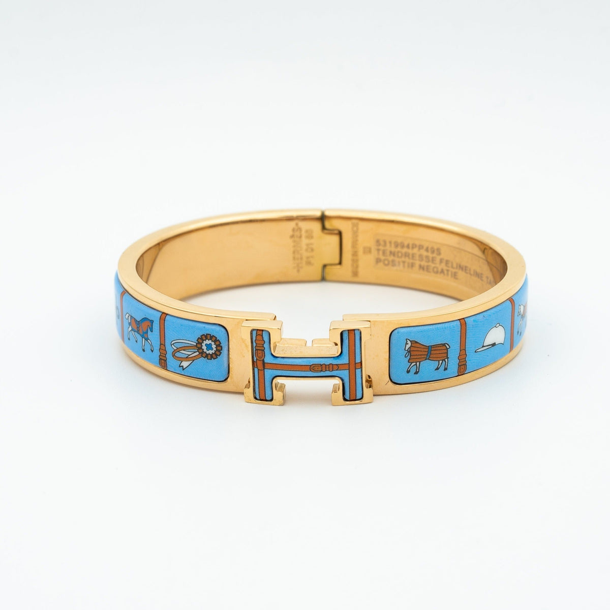 [Super CiCi ]H PINK GOLD BRACELET BLUE CERAMIC