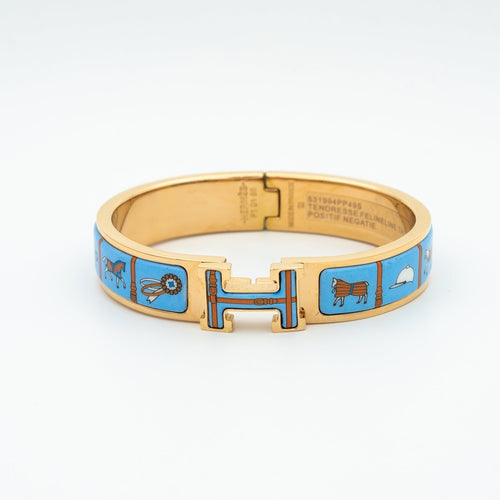 [Super CiCi ]H PINK GOLD BRACELET BLUE CERAMIC