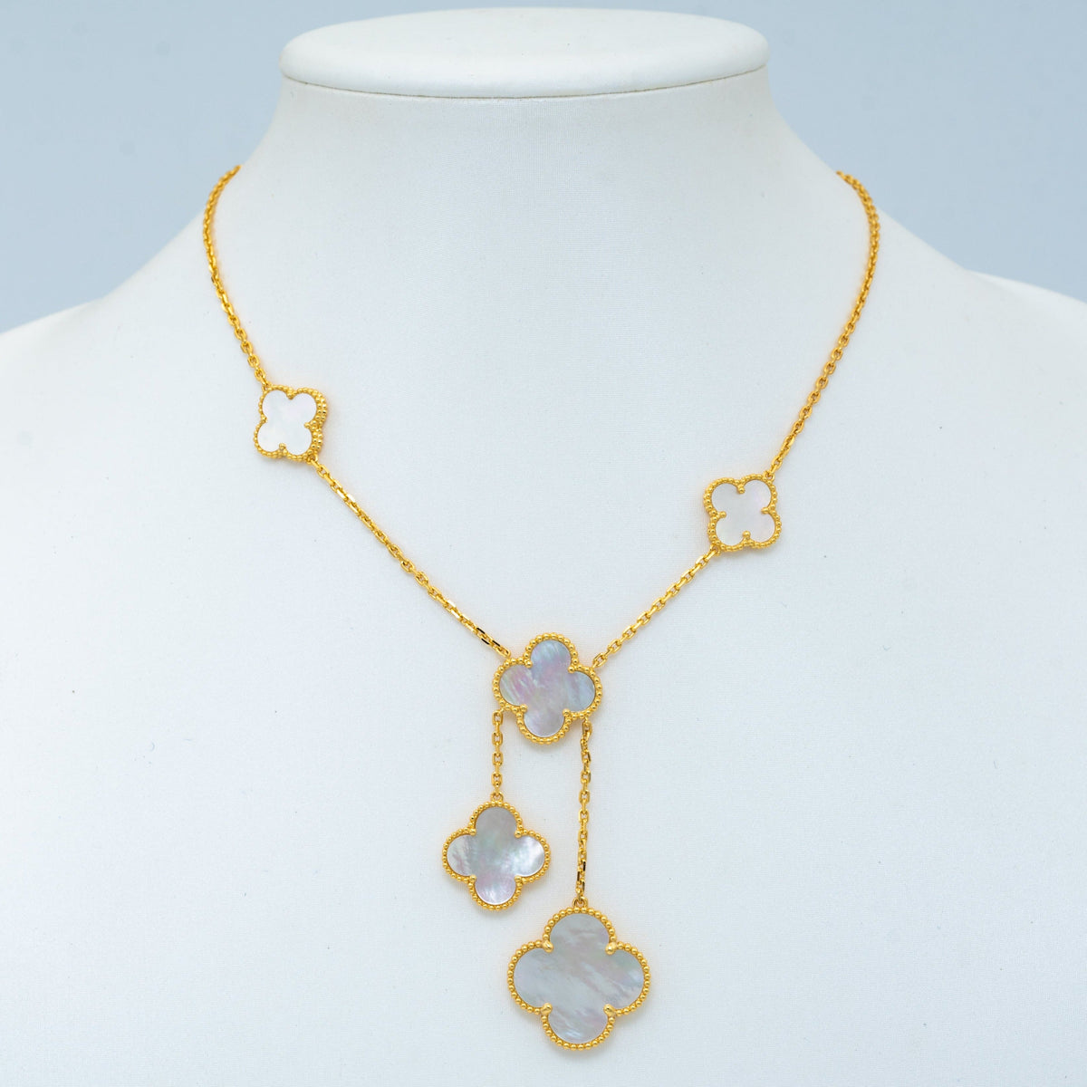 [Super CiCi ]CLOVER MOTHER OF PEARL NECKLACE 6 MOTIF