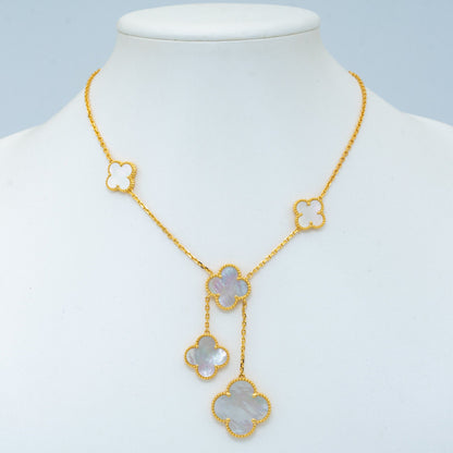 [Super CiCi ]CLOVER MOTHER OF PEARL NECKLACE 6 MOTIF
