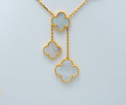 [Super CiCi ]CLOVER MOTHER OF PEARL NECKLACE 6 MOTIF