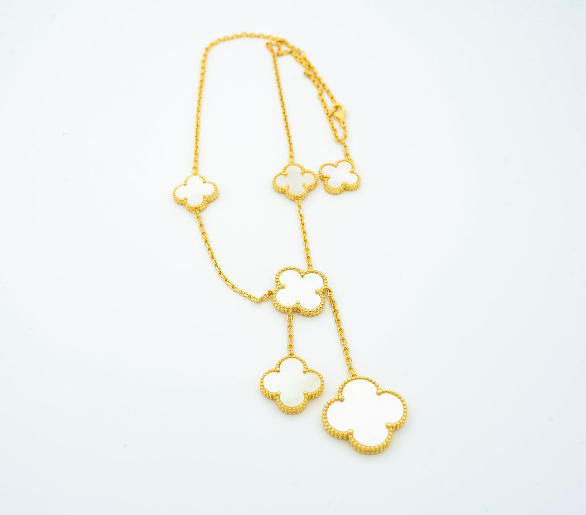 [Super CiCi ]CLOVER MOTHER OF PEARL NECKLACE 6 MOTIF