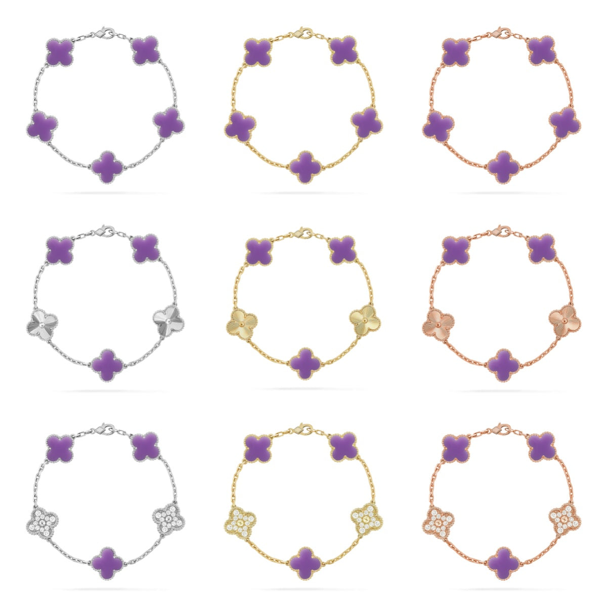 [Super CiCi ]CLOVER 5 MOTIF LIGHT PURPLE BRACELET COLLECTION