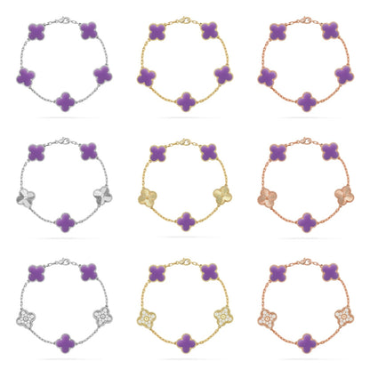 [Super CiCi ]CLOVER 5 MOTIF LIGHT PURPLE BRACELET COLLECTION
