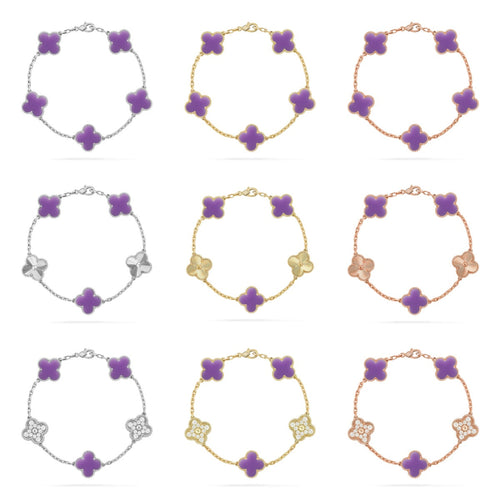 [Super CiCi ]CLOVER 5 MOTIF LIGHT PURPLE BRACELET COLLECTION